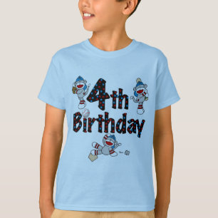 T-shirt 4e anniversaire de baseball de singe de soq