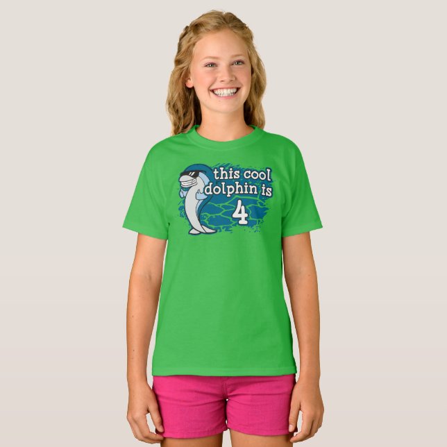 T-shirt 4e anniversaire de l'enfant Ce dauphin Cool est qu (Devant entier)