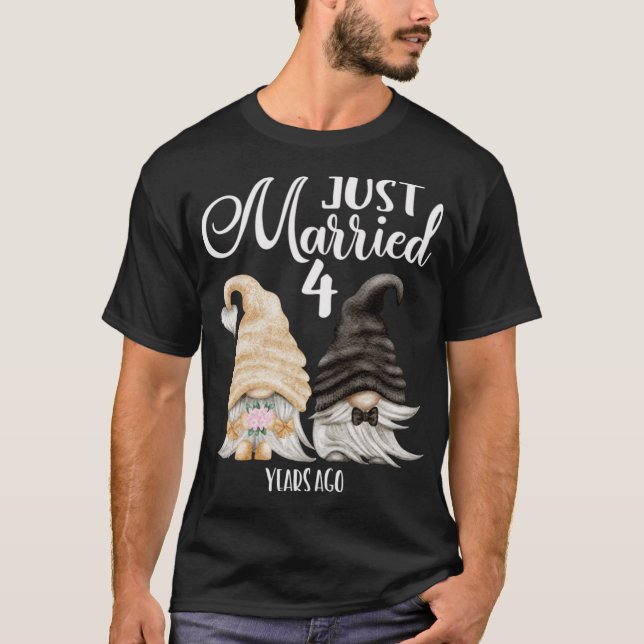 T-shirt 4e anniversaire de mariage - Juste mariés depuis 4 (Devant)