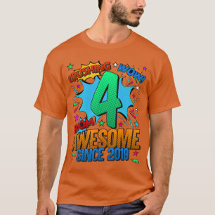 T-shirt 4e anniversaire de style de bande dessinée Incroya
