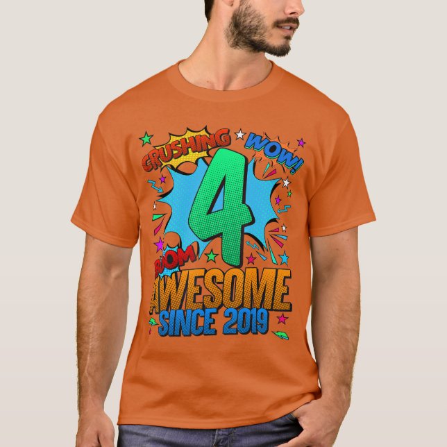 T-shirt 4e anniversaire de style de bande dessinée Incroya (Devant)
