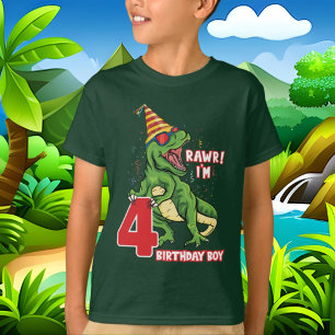 T-shirt 4e anniversaire dinosaure