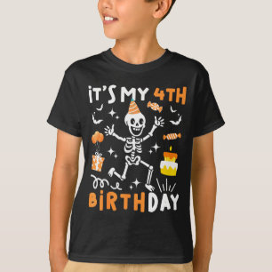 T-shirt 4e anniversaire enfants drôle squelette 4e anniver