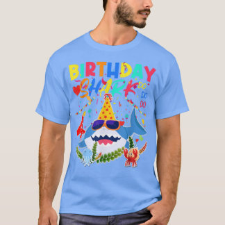 T-shirt 4e anniversaire Famille Requins Enfants Quatre Qua