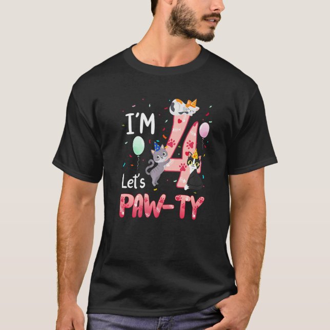 T-shirt 4e anniversaire Fille Chat Chaton 4 ans Bday Par (Devant)