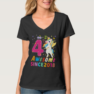 T-shirt 4e anniversaire fille Unicorn fête 4 ans Unicor