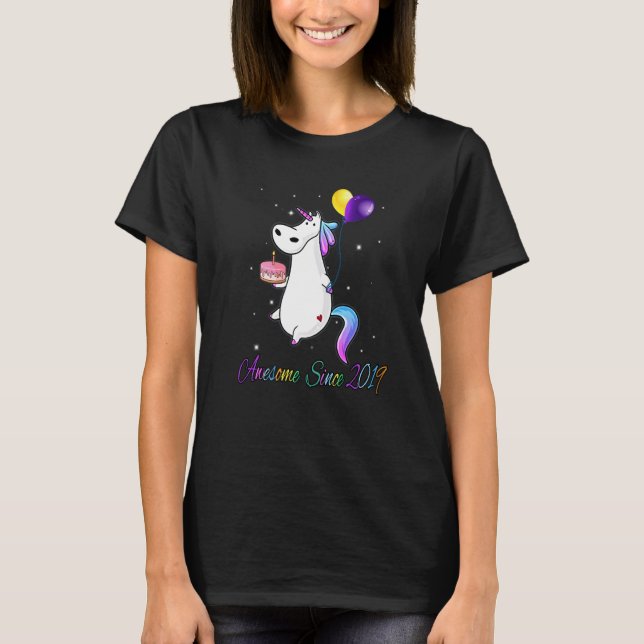 T-shirt 4e anniversaire fille Unicorn stupéfiant depuis 20 (Devant)