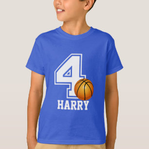 T-shirt 4e anniversaire garçon basket-ball personnalisé-
