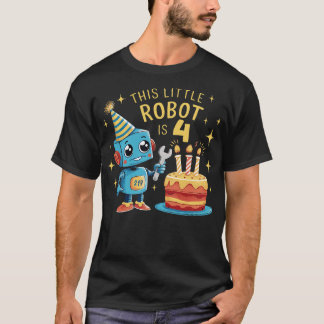 T-shirt 4e anniversaire Garçons 4 ans Robot robotique 4e b