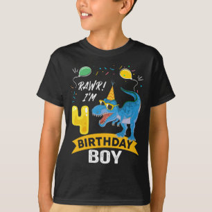 T-shirt 4e anniversaire Gift Boy T Rex Dinosaur 4 ans