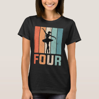 T-shirt 4e anniversaire Retro Ballet Danseuse Ballerina Gi