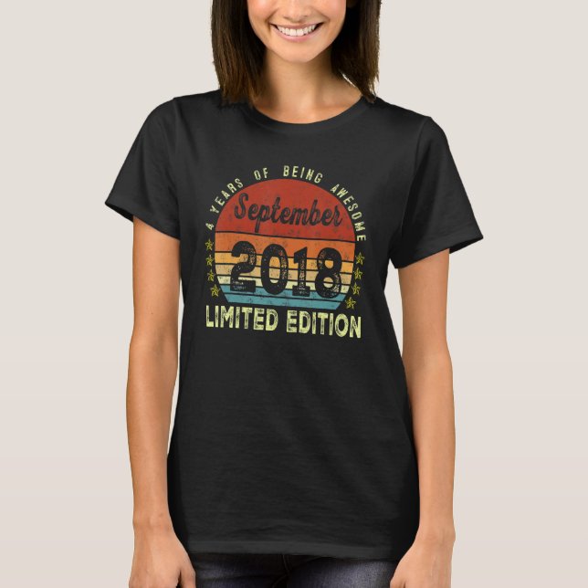 T-shirt 4e anniversaire Septembre 2018 4 ans (Devant)
