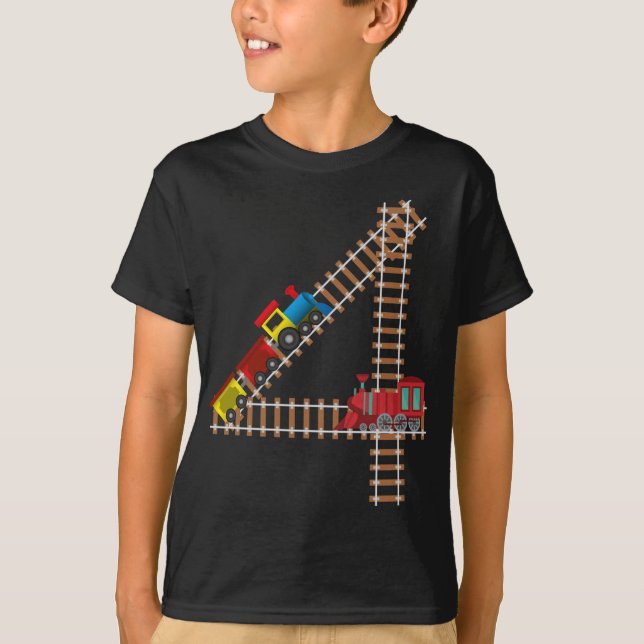 T-shirt 4e anniversaire Train 4 ans Garçons Enfants Cadeau (Devant)