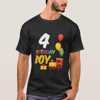T-shirt 4E Anniversaire Train Garçon J'Ai 4 Ans Amusant B-