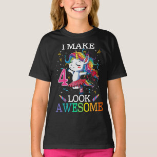 T-shirt 4e Anniversaire Unicorn Chemise cadeau I Make 4 Lo