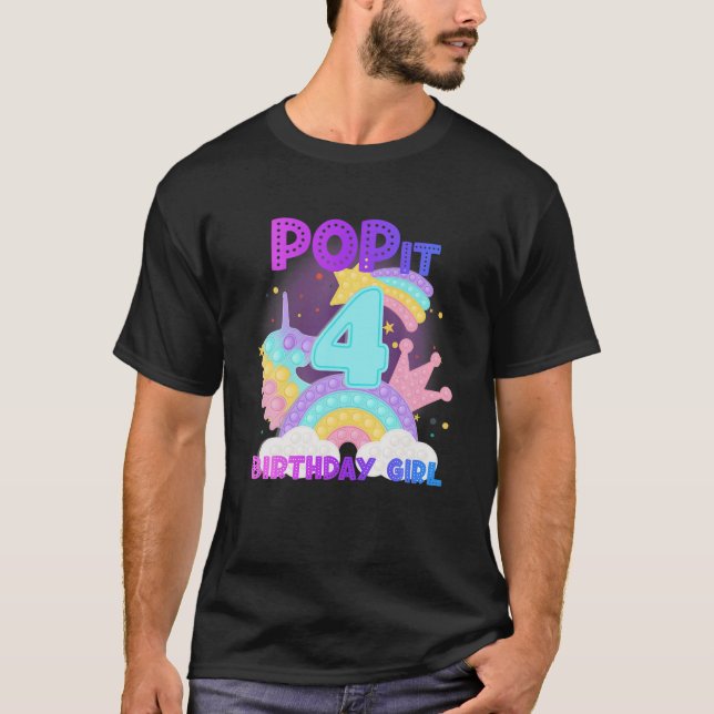 T-shirt 4E Anniversaire Unicorn Fidget Pop It Anniversaire (Devant)