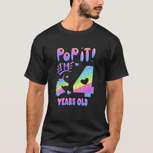 T-shirt 4E Anniversaire Unicorn Fidget Pop It Anniversaire (Devant)