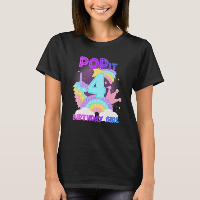 T-shirt 4e anniversaire Unicorn Fidget Pop It Birthday Gir (Devant)