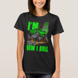 T-shirt 4e Birthday Monster Truck For Boys & Girls 4 Year
