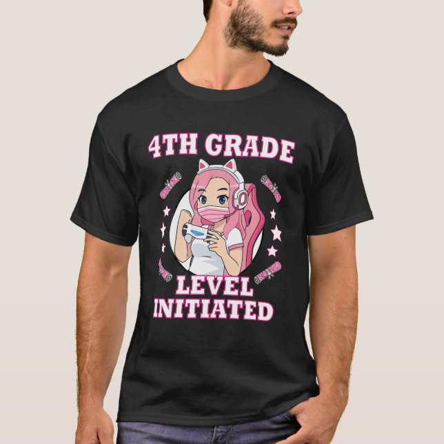 T-shirt 4E Classe Amusante Gamer Girl Retour À L'École Niv (Devant)