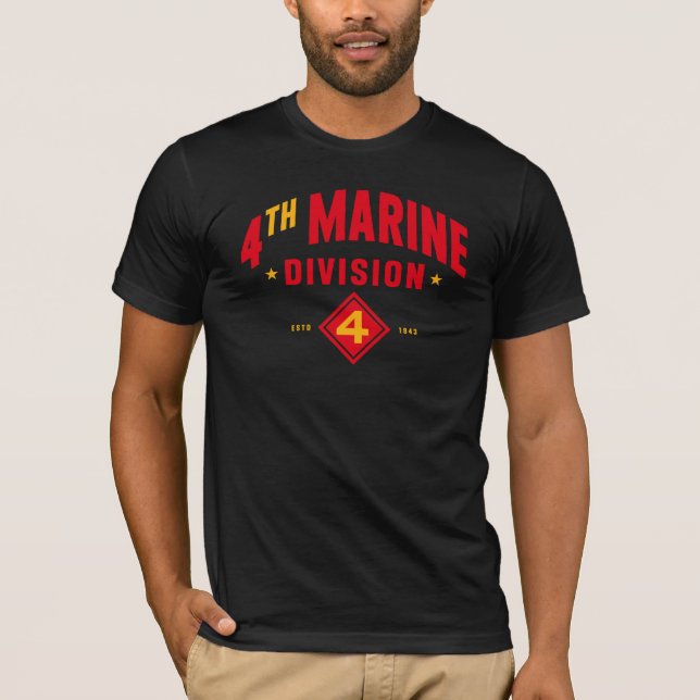 T-shirt 4e division maritime "Combat quatrième" Noir (Devant)