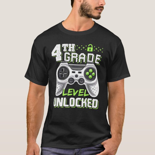 T-shirt 4E NIVEAU DE JEU Vidéo DÉVERROUILLÉE Retour à l'éc (Devant)