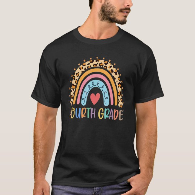 T-shirt 4e professeur de quatrième léopard arc-en-ciel ret (Devant)