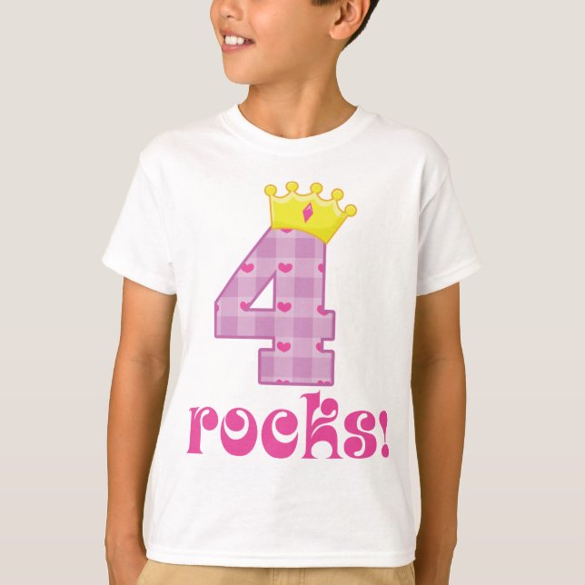 T-shirt 4ème anniversaire de filles (Devant)