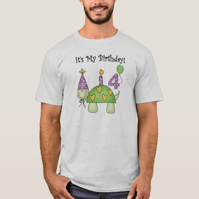 T-shirt 4ème anniversaire de tortue (Devant)