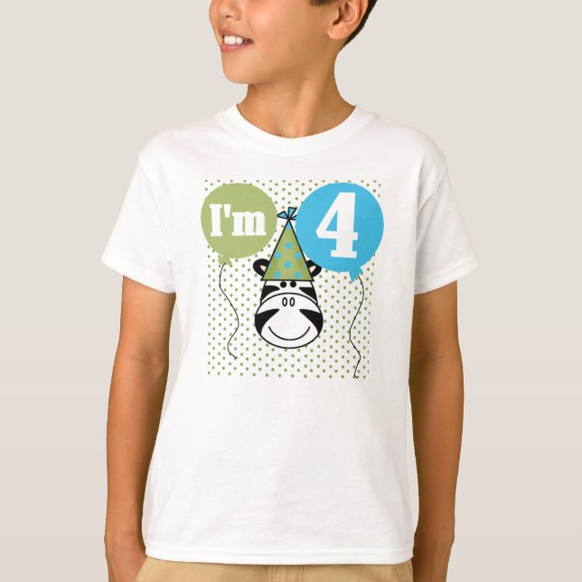 T-shirt 4ème anniversaire de zèbre (Devant)