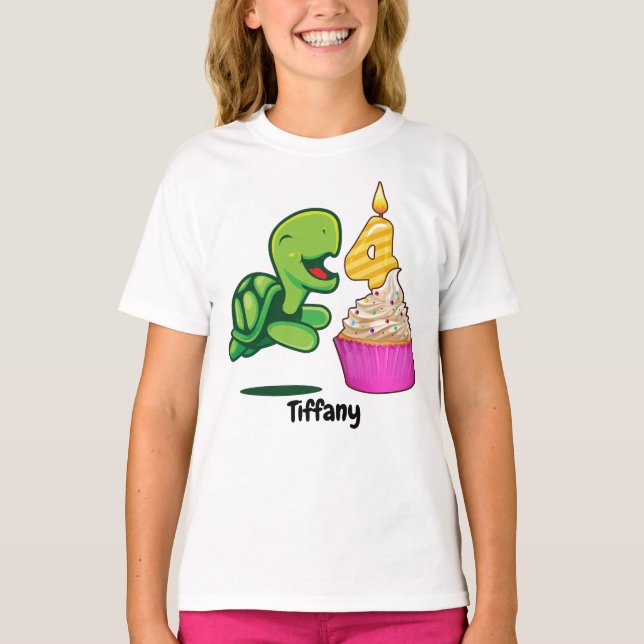 T-shirt 4ème Tortue d'anniversaire (Devant)