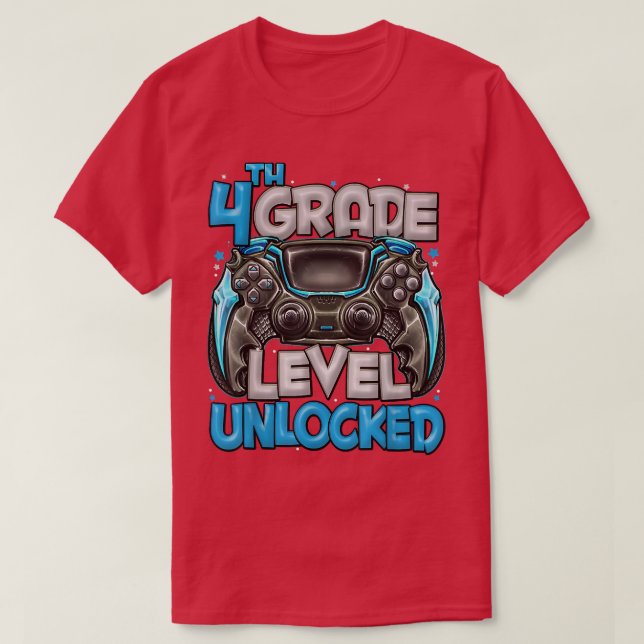 T-shirt 4th Grade Back To School 4th Grade Level Unlocked  (Design devant)