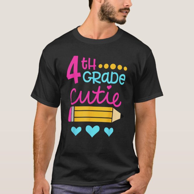 T-shirt 4th Grade Cutie First Day of School Back to School (Devant)