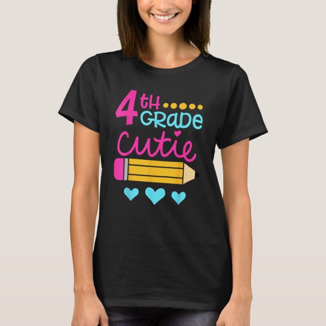 T-shirt 4th Grade Cutie First Day of School Back to School (Devant)
