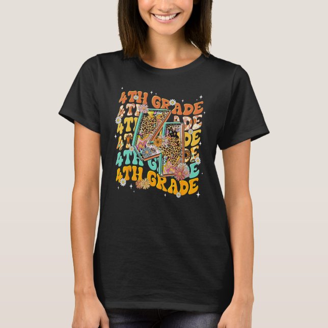 T-shirt 4th Grade Fourth Grade Leopard Back To School Teac (Devant)