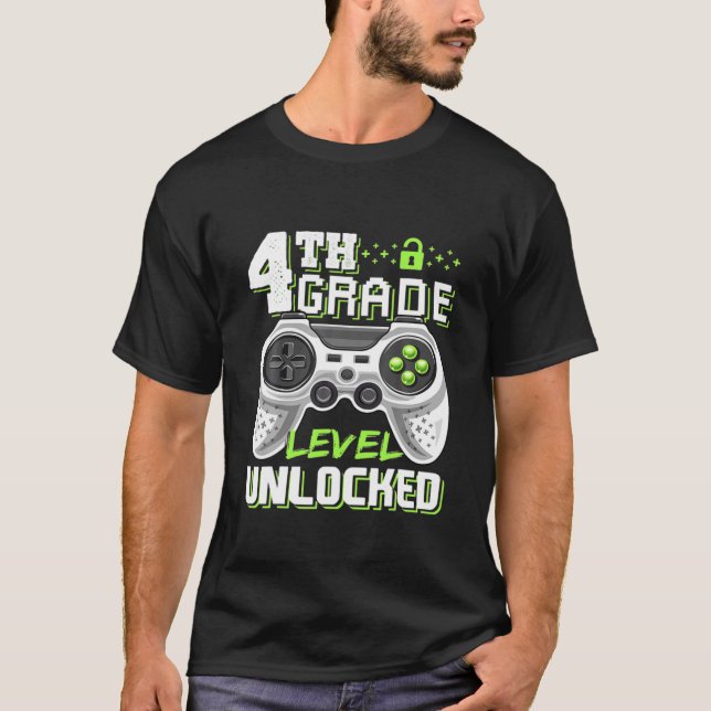 T-shirt 4Th Grade Level Unlocked Game On 4Th Grade Back To (Devant)
