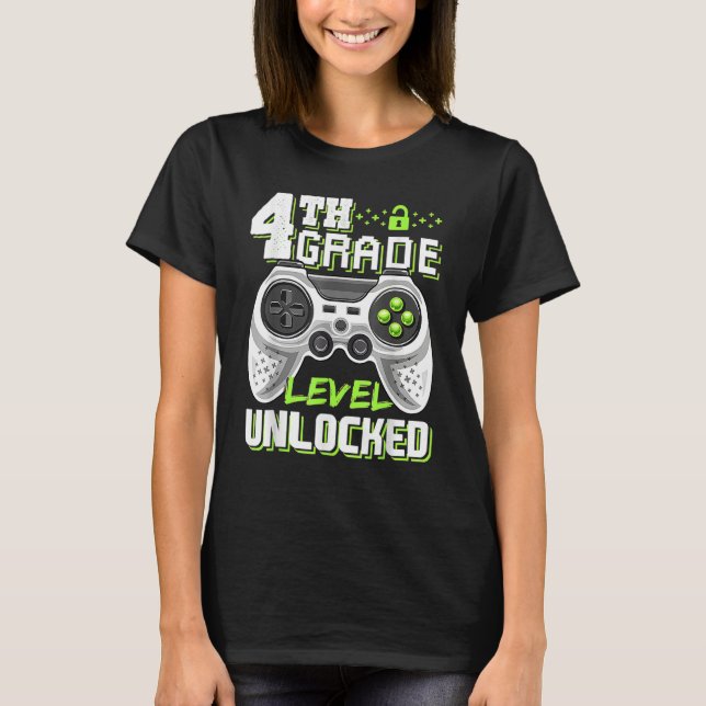 T-shirt 4th Grade Level Unlocked Game On 4th Grade Back To (Devant)