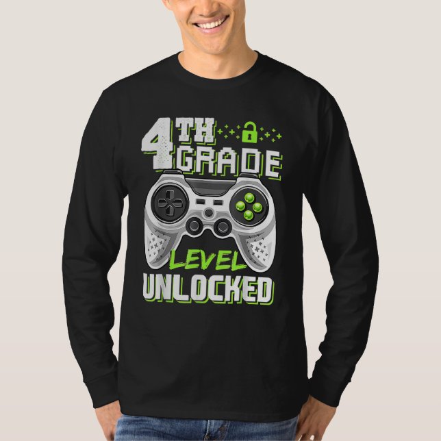 T-shirt 4th Grade Level Unlocked Game On 4th Grade Back To (Devant)