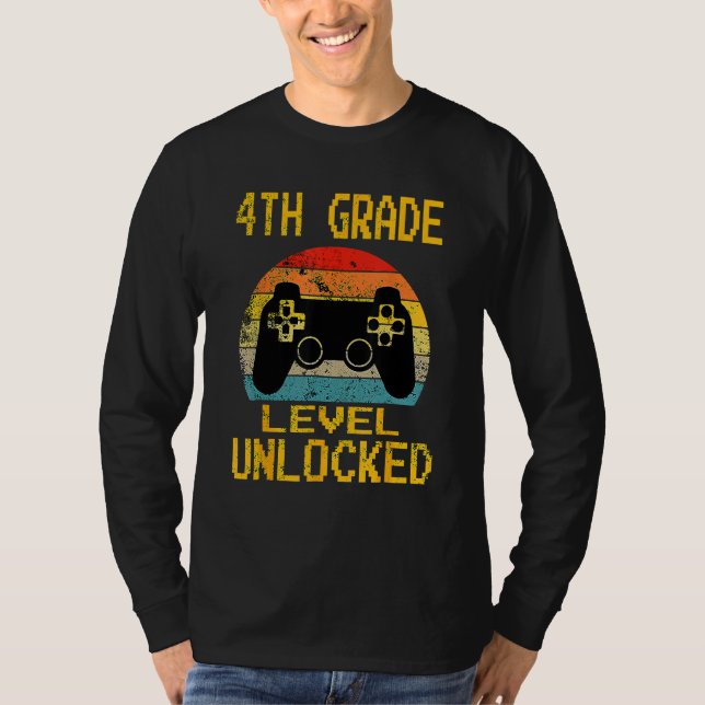 T-shirt 4th Grade Level Unlocked Video Gamer Back To Schoo (Devant)