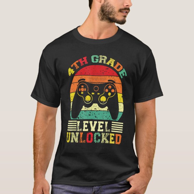 T-shirt 4th Grade Level Unlocked Video Gamer Back to Schoo (Devant)