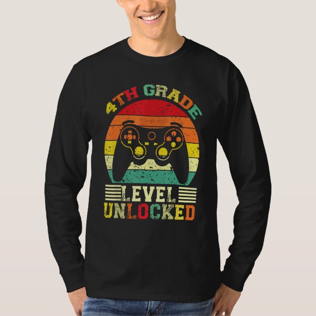 T-shirt 4th Grade Level Unlocked Video Gamer Back to Schoo (Devant)