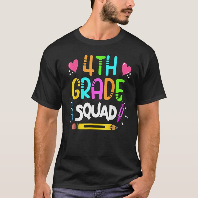 T-shirt 4th Grade Squad Fourth Teacher Student Team Back T (Devant)