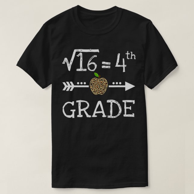 T-shirt 4th Grade Square Root of 16 Math Leopard Back to s (Design devant)