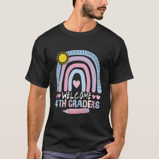 T-shirt 4Th Grade Teacher For Back To School With Rainbow 