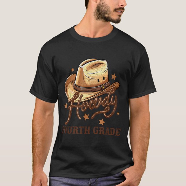 T-shirt 4th Grade Teacher Rodeo Country Western Howdy Four (Devant)
