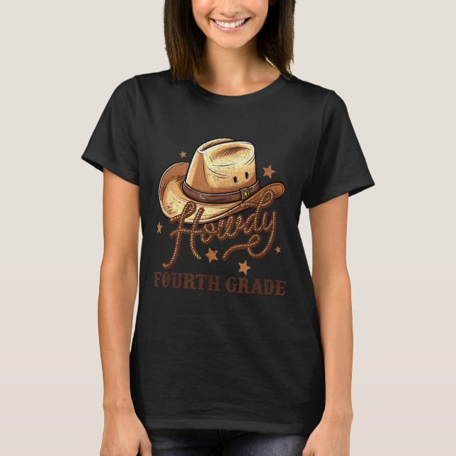 T-shirt 4th Grade Teacher Rodeo Country Western Howdy Four (Devant)