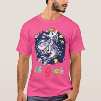 T-shirt 4th Grade Unicorn Astronaut With A Shark In Space