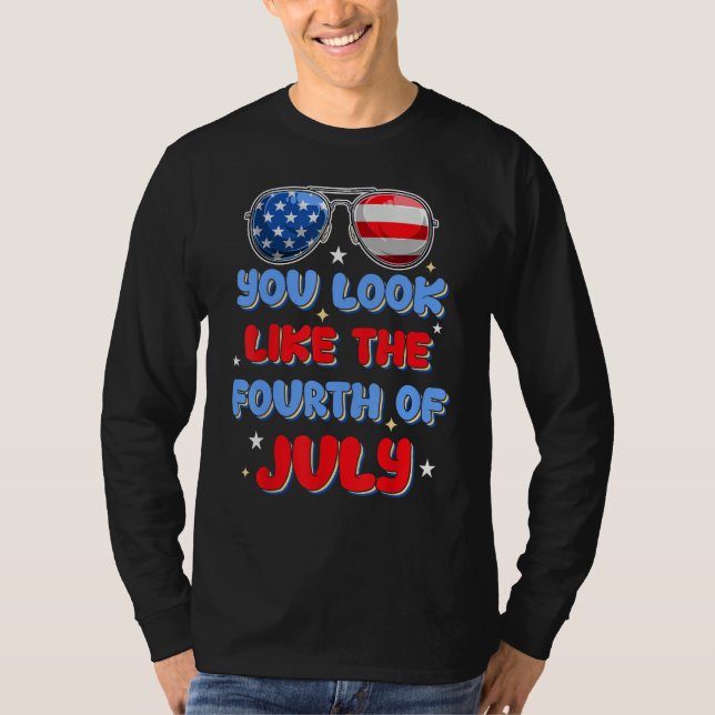 T-shirt 4th july apparel USA american flag 4th of july for (Devant)