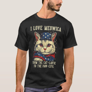 T-shirt 4th July Cat Mom I Love Meowica Patriotic Cat Wome