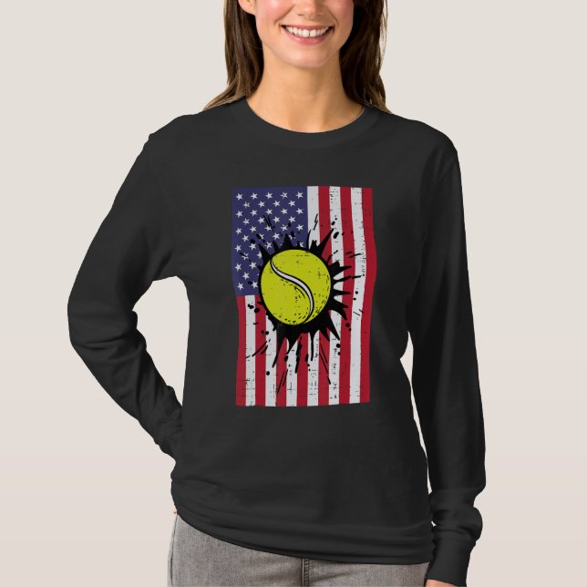 T-shirt 4th July Tennis America Flag Patriotic Men Boys Ki (Devant)